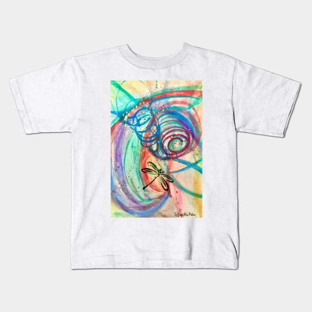 Dragonfly Spiraling Kids T-Shirt by tiffanyarpdaleo